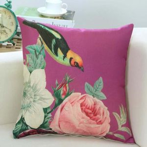 Cuscino cuscino decorativo Spring Bird Motivo floreale Caso Bella serie Flower Cuscino Cover Soggiorno Divano Decor Lino Coperture