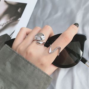 925 Sterling Silver Ring INS Wind Simple Glossy Opening Personality Fashion Niche Net Red Index Finger Jewelry Accessories