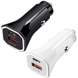 Быстрое зарядное устройство 38 Вт PD20W Автомобильное зарядное устройство USB C с двумя портами Автоматические адаптеры питания для iphone 11 12 13 14 15 Samsung s20 s21 note 20 htc android phone gps pc