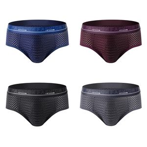 Mesh Men's Panties Underwear Ice Silk Men Briefs Sexy Man Underwear High Quality Men Underpants Brief Breathable Lingerie 4PCS 210730