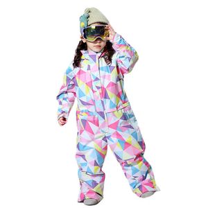 Inverno Caldo Ragazze Snowboard Tuta Felpa con cappuccio Tuta da sci per bambini Sport One Piece Tuta da neve per bambini Set di vestiti impermeabili per bambini H0909