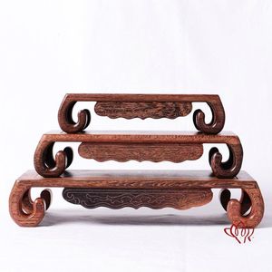 Other Home Decor Mahogany Carving Crafts Buddha Statue Base Chicken Wings Wooden Rectangular Vase Odd Stone Solid Wood Support