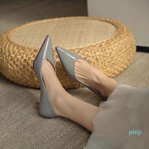 Dress Shoes 4.5 Cm Spring Autumn Women High Heels Patent Leather Solid Color Pointed Toe Elegant Fashion Ladies Quality