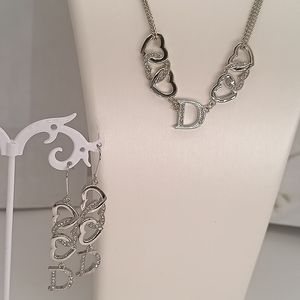 d Family's Medieval Exquisite Inlaid Double-layer Chain Love Letter Women's Necklace Fashion Girl Earrings