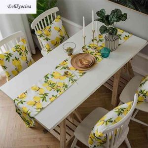 Free Lemons Table Runner And Mats Decor Caminho De Mesa Hogar Tafelloper For Party Cotton Masa Kosucu Tisch Laufer 210628