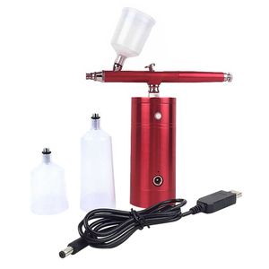 Air Brush Spray Gun Kit Mini Action Airbrush Compressor Paint Art For Art Craft Model Paint Spraying Hobby 210719