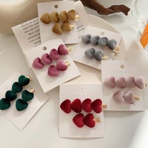 Colori Velvet Love Hairpin Set Sweet Heart Shape Hair Clip Barrettes Fashion Hairpins Women Girls Accessories Clips