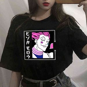 Hisoka Morow T-shirt Japanska Anime Roliga Kvinnor Hunter X Hunter Cartoon Print Loose O-Neck T-shirt Vintage Harajuku Gothic Top G220228