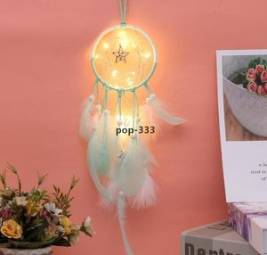 참신 게임 드림 포수 그물 LED 별 문자열 조명 DIY 바람 종일 자연 깃털 벽 매달려 장식 Dreamcatcher 크리스마스