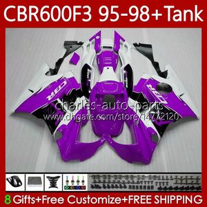 Bodywork +Tank For HONDA CBR600F3 600CC 600FS 95-98 Body 64No.175 CBR 600 600F3 CBR600 F3 FS CC 1995 1996 1997 1998 CBR600FS CBR600-F3 95 96 97 98 Purple white Fairing Kit