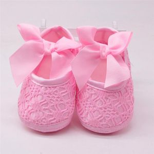 First Walkers Born Mädchen weiche Schuhe mit Sohle, rutschfest, für Kleinkinder, Schleife, Spitze, Baby, Baumwollstoff, Schuhe, Kinderbett, flach, einzeln, A20