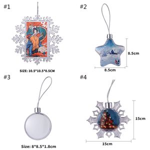 Sublimation Blanks Plastica Decorazioni natalizie Star Round Snowflake Pendant FAI DA TE Immagine creativa Regalo di Natale MDF Sublimation XD24905