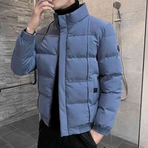 Carrinho colarinho jaqueta de inverno homens moda para baixo jaquetas acolchoadas juventude moda preto quente-mantendo o sobretudo de algodão 4xl 210522