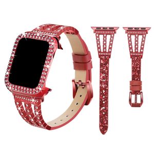 Diamonds Case Glitter Strap para Apple Watch Series 6 5 4 SE Luxury Bling Women Wheamband IWatch 44mm 42mm 40mm 38mm Accesorios inteligentes