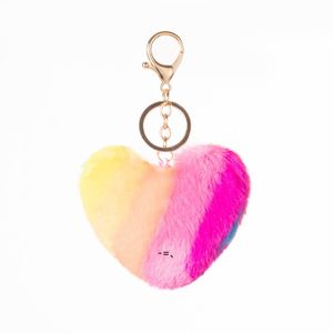 Newplush Key-Chain Party Favor Multi-Color Stitching Love Pendant Color Plush Peach Heart Rainbow Bag Bil Ornament RRA10378