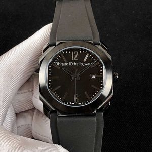 Designer-Uhren, 41 mm, Octo-PVD-Gehäuse, komplett schwarzes Stahlgehäuse, 102737 BGO41BBSVD/N, schwarzes Zifferblatt, Automatik-Herrenuhr mit Kautschukarmband, hochwertiger Rabatt