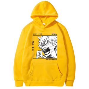 Mäns Hoodies Sweatshirts Anime My Hero Academia 2021 Boku No Bakugou Katsuki Mysiga Toppar Pullovers Sudadera Felpa Moletom