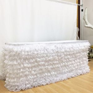 3mL x75cm H Fancy Romantic Multi Layers Table Skirt Stage Skirt Wedding Birthday Party Decoration