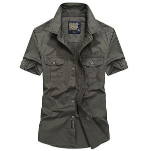 Plus Größe 4XL Männer Sommer Kurzarm Hemden Fracht Militär Atmungsaktive Kühle Importierte Kleidung Camisa Social Masculina 210721