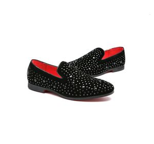 Homens brilharem Doug Slip-On Luxurys Sapatos de vestido de luxurys Casual pontuado de cor sólida Casamento Loafer Designer Sapato Big Size 37-48