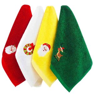 4PCS Cotton Christmas Hand Towels Premium Dish Towels Kitchen Towel Set For Home Kitchen Bar Towels Christmas Towel Gift 211221