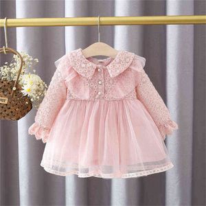 2021 novo vestido de bebê para meninas princesa laço vestido recém-nascido roupa criança festa de aniversário tutu vestidos de bebê menina 0-2Y G1129