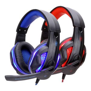 Cool LED Wired Headphones med mikrofon Gaming Headphone för PC Headset Gamer Stereo Gaming Hörlurar för dator / PS4 / Telefon