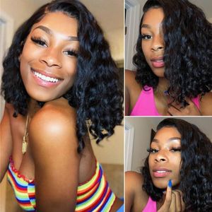 14inch Bob Wig 13x4 Lace Frontal Wigs 100% Human Hair Pre Plucked Short Deep Curly Lace Front Human Hair Wigs for Black Women