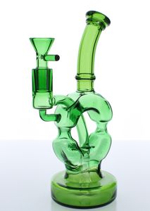 Vintage Pulsar 7.5INCH Donut Recycler Dab Rig Glass BONG Hookah Pipas para fumar Quemador de aceite con tazón o Banger puede poner el logotipo del cliente