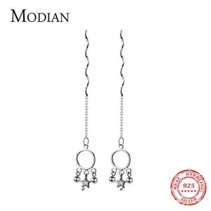 Genuine 925 Sterling Silver Long Tassels Dangle Earrings for Women Drop Earring Korean Style Fashion Jewelry 210707