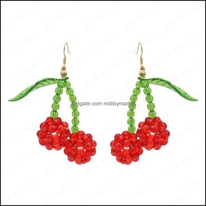 Dangle & Chandelier Earrings Jewelry Cute Handmade With Resin Beaded Cherry-Shaped Drop For Women And Girls Summer Holiday Delivery 2021 Zl0