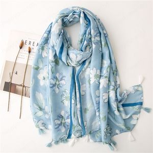 Fashion Autumn Women Viscose Scarf Lovely Floral Tassel Beach Shawls and Wraps Female Foulard Echarpe Muslim Hijab 180*90cm