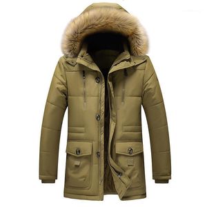 Mäns Jackor 2021 Män Vinter Jacka Parkas Coat Fur Collar Mode Tjockerad Bomull Varm Wool Liner Casual Stor Storlek 7xl