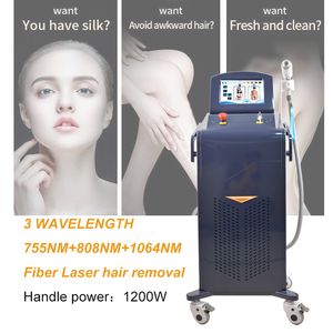 Praticamente indolor máquinas de remoção de cabelo de alta potência tripla comprimento de onda 755NM 810 1064 diodo permanente laser alexandrite máquina