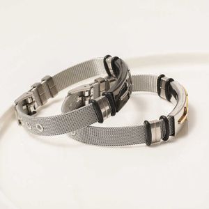 Is ut titan stål mesh armband rostfritt stål guldkors män kvinnor punk stil armband hip hop smycken justerbar Q0717