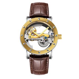 Clássico militar oco dial relógio de luxo suíço masculino automático mecânico tourbillon fundo transparente mergulho aço inoxidável brands264t