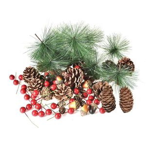 Christmas Decorations 131PCS Simulated Pine Cone Red Fruit Autumn Decoration Kit For Thanksgiving Farmhouse Home Decor Accessori