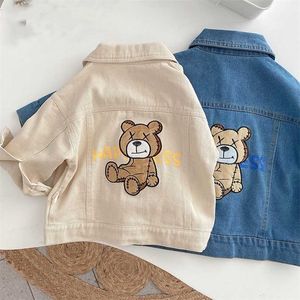 MILANCEL Giacca per bambini autunno Cappotto in denim con orso Capispalla per ragazze Colletto rovesciato Ragazzi 211204