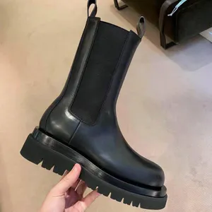 Spets upp stövlar höst runda tå designer vinter skor booties low heel boots kvinnor svart