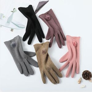 5本の指の手袋ファッションスポーツサイクリング女性秋の冬のぬいぐるみ暖かいタッチスクリーン