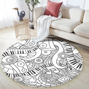 Carpets Direct Selling Tapetes De Sala Quirky Music Keyboard Pattern Round Rug Flannel Carpet For Baby Play Rectangle The