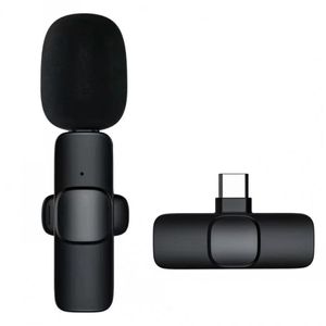 Microfono wireless K8 Trasmettitore per microfono con clip mini collare universale Plug Play per telefono cellulare nero per live con scatola al dettaglio