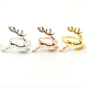 Christmas Deer Napkin Rings Silver/Gold Alloy Napkins Buckle Holder Hotel Wedding Party Table Decoration