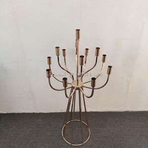 Dekoracja Handmade Złoto Silver Świece Stoi Ślubne Centralne Metal No Crystal Candle Kij Posiadacze Candlebra Ślubne Centrum Świeżym Uchwyt