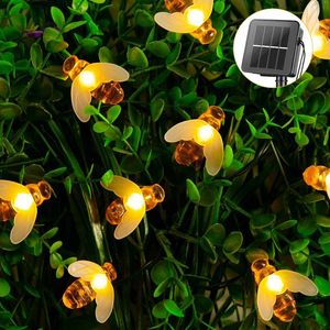 Strängar Söt honungsbi LED Fairy String Lights Solar Powered Lamppe 20LEDS 50LEDS Julkrans för trädgårdsstaket uteplats