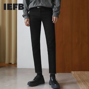IEFB Mäns Svart Jeans Slim Leggings Elastisk Denim Ankellängd Byxor Vår Koreansk Fashion Casual Trousers Man 9Y6002 210524