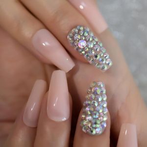 False Nails Medium Nail Tips Tapered Glossy Many Colors Fake 3D Custom Strass Full Cover Press On