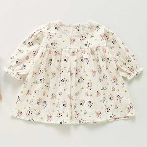 Neugeborene Baby Mädchen Prinzessin Kleid Lässige Mode Kleidung Kinder Kleidung Frühling Herbst Infant Baby Mädchen Blumen Druck Kleid Q0716