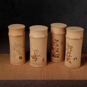 Große Gewürzbehälter großhandel-Große Kapazität Natürliche Bambus Speicher Gläser für Massenprodukte Küchenzubehör Container Flasche Gewürze Tee Box Caddy Sealed