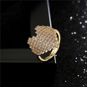 18K الذهب Zircon Diamond Heart Ring Band حلقات قابلة للتعديل للنساء للنساء مجوهرات الأزياء ويل و Sandy